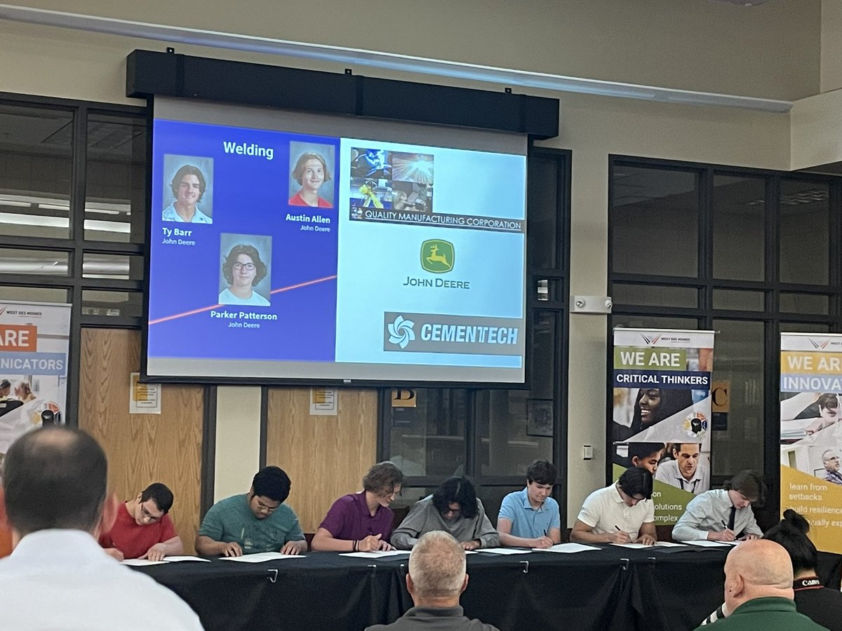 VHSTL's tweet photo. WHAT’S GREAT TODAY? 
@vhstigers Apprenticeship Signing Day!
• Customer Service Rep
• Software Engineering
• Welder

Thank you, @JohnDeere, @cementech, and Quality Manufacturing!

@WDMCS https://t.co/zxjSQ5E5GW