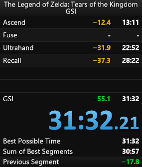 Dagster94's tweet photo. Did 3 GSI runs in TotK and got some decent times for my first few runs :) https://t.co/a7ubpjVbZd