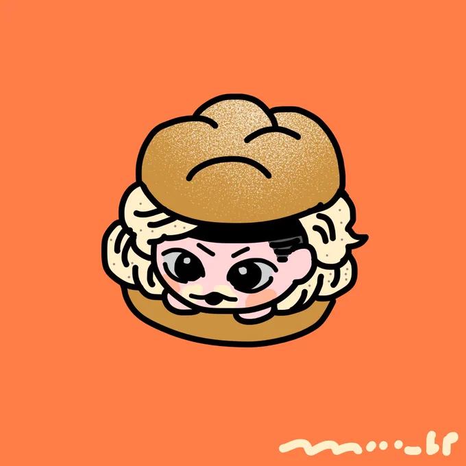 天気よくてうれしいのでシュークリーム買っちゃった 画像はシュークリームに挟まれキタくん