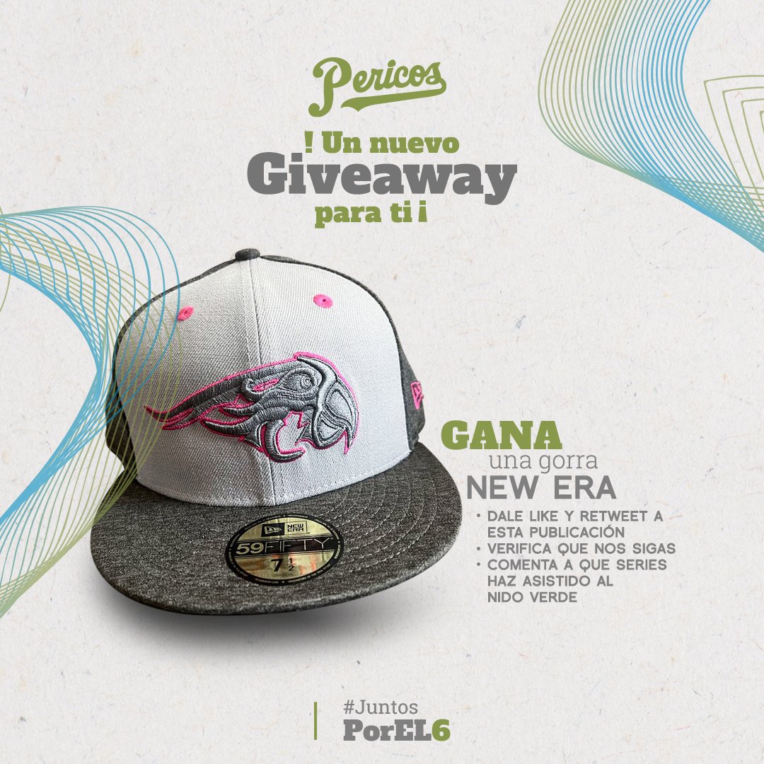 Pericos_Oficial's tweet photo. Participa en nuestro Giveaway por una gorra New Era, para que si tienes que salir, salgas con estilo.
 #LaModaEsPericos 😎
-Dale like y retweet a esta publicación 
-Verifica que nos sigas
-Comenta a que series haz asistido al Nido Verde 💚

¡Suerte a todos! 🤗⚾️

#JuntosPorEl6 https://t.co/m4477RWWYq