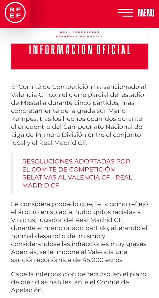 pacopolit's tweet photo. ⚽️ El racismo no tiene cabida. Me parece genial la sanción al VCF; de hecho, hay que guardarla para siempre. Para que, cuando cosas IGUALES O PEORES pasen con otros campos/clubes y las sanciones sean de risa, denunciar CON PROPIEDAD la mierda de fútbol corrupto que hay en España. https://t.co/wHozzYXaPN