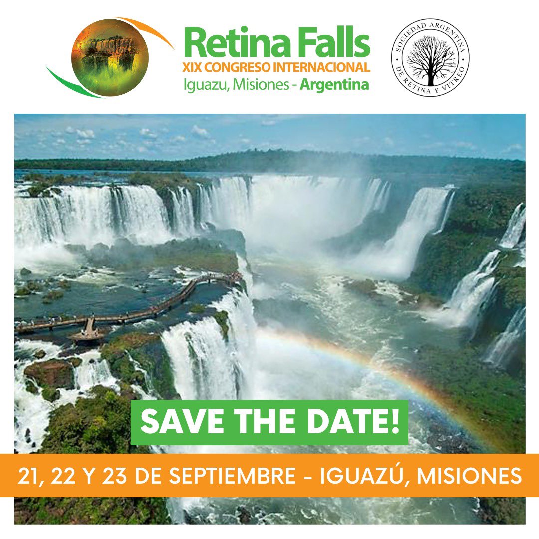 XIX Congreso Internacional SARyV “Retina Falls” 

¡SAVE THE DATE!

👉🏻 21, 22 y 23 de septiembre 
👉🏻 Iguazú, Misiones 

Más información: info@saryv.org.ar
