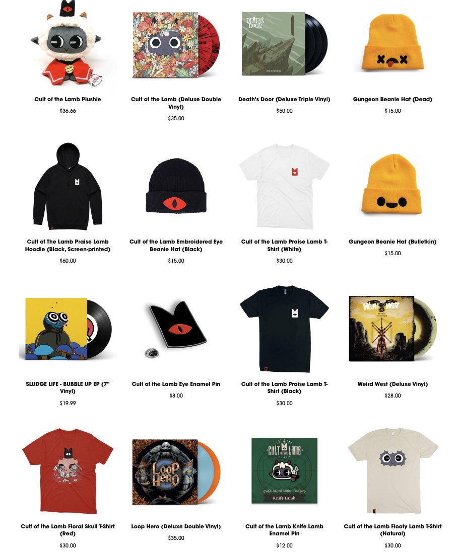 The Devolver Digital Merch Shop has been restocked with Death’s Door vinyl, Cult of the Lamb offerings, and more! 🇺🇸🇨🇦 US/Canada store - merch.devolverdigital.com 🌍 Rest of World store - merch.devolverdigital.co