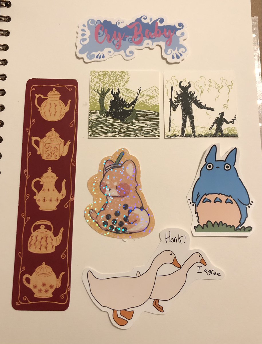 WindowInTheMoon's tweet photo. Items I traded for with fellow artists at the NUA summer craft fair! https://t.co/Asb27gqYBO