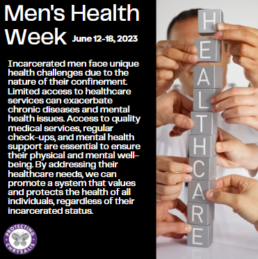 #MensHealthWeek
Men's health shouldn't be forgotten behind bars. Let's prioritize their well-being by advocating for comprehensive healthcare within the criminal justice system.
#MensHealth #IncarceratedMen #HealthCareEquality