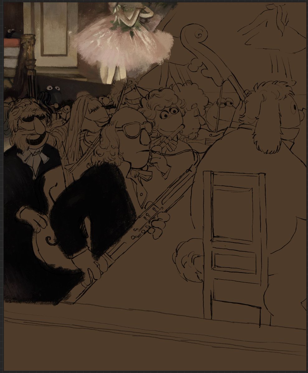 downydig's tweet image. I started this painting back in January and every time I try to work on it I get overwhelmed
I’ve worked on it since then but this is the only picture I have on me!
#muppetstwt