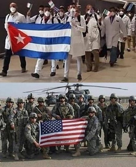 Una imagen muy elocuente: Cuba  #60AñosSalvandoVidas y EEUU 200 años esclavizando pueblos.