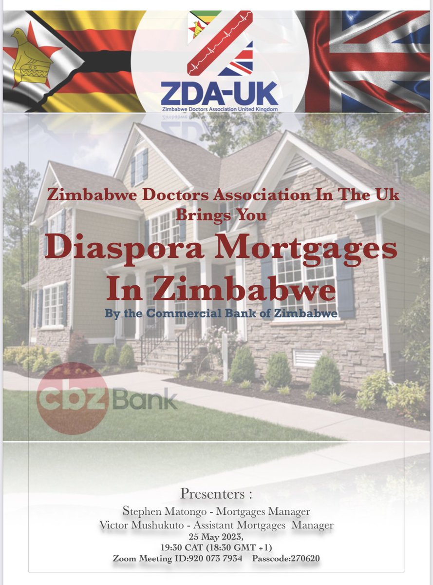 We invite you to a Zoom meeting on 25 May 2023 at 2023 at 18:30 UK time ( 19:30 Zim time).