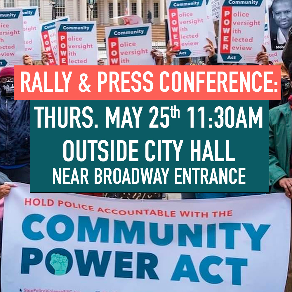 ECRBforNYC's tweet photo. Thursday marks 3 years since George Floyd was killed, and the City Council has yet to pass meaningful police reform. That's why we're rallying to push @AdrienneAdamsNY and @KamillahMHanks to hold a hearing on the Community POWER Act ASAP! https://t.co/QF8wm8Bkwq
