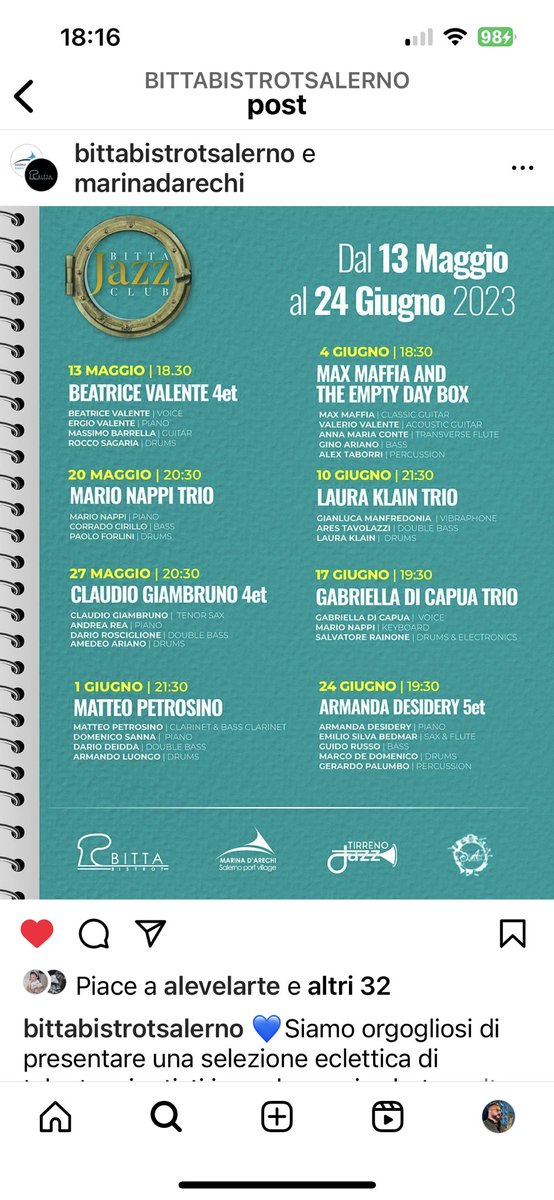 Sabato a Salerno col mio Overseas 4et #andrearea #dariorosciglione #amedeoariano #bittajazzclub