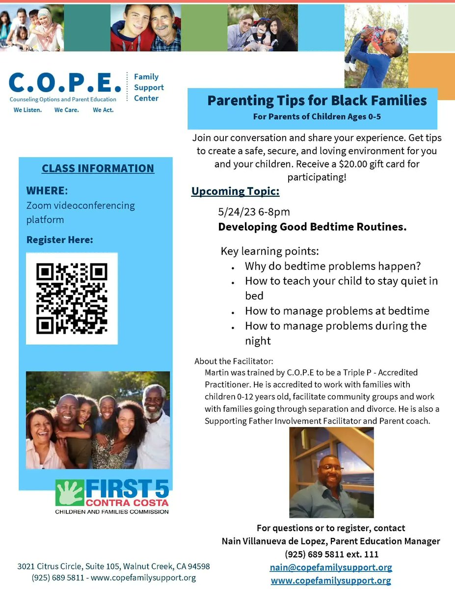 First5CoCo's tweet image. 📢 Attention parents! Don't miss tomorrow's #VirtualSeminar on developing effective #BedtimeRoutines for children ages 0-5. #FamilySupport #ChildDevelopment
Click here to register for this insightful #ParentingTips discussion tailored for #BlackFamilies: buff.ly/3MQ7wMG