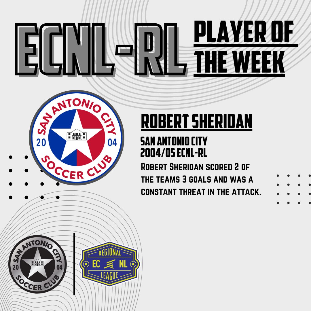 TOTW 1️⃣6️⃣ 💥💥💥
SA City ECNL-RL Team of the Week vs RISE
SA City ECNL-RL Player of the Week Robert Sheridan ⚽️⚽️💪

#TeamOfTheWeek
#BuildingTheCITY #SACityProud
🔵🔴