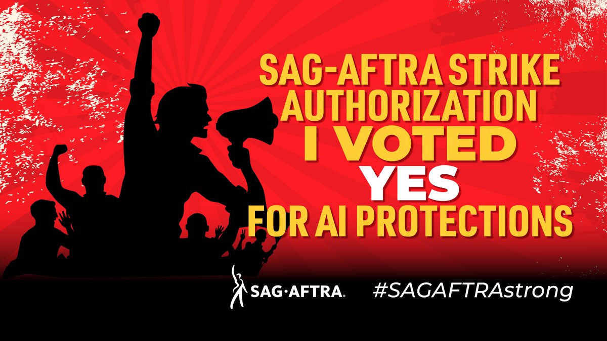 We know how vital AI protections are for #sagaftramembers. Now is the time to show the AMPTP how important they are to YOU. #SAGAFTRAstrong

Eligible members, vote YES for a strike authorization. Everything you need to know is right here: sagaftra.org/contracts2023