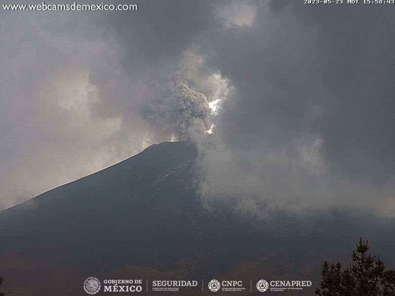 Popocatepetl_MX's tweet photo. Una pausa de casi dos horas y la emisión de ceniza reanudó. https://t.co/fsAbY0srVs