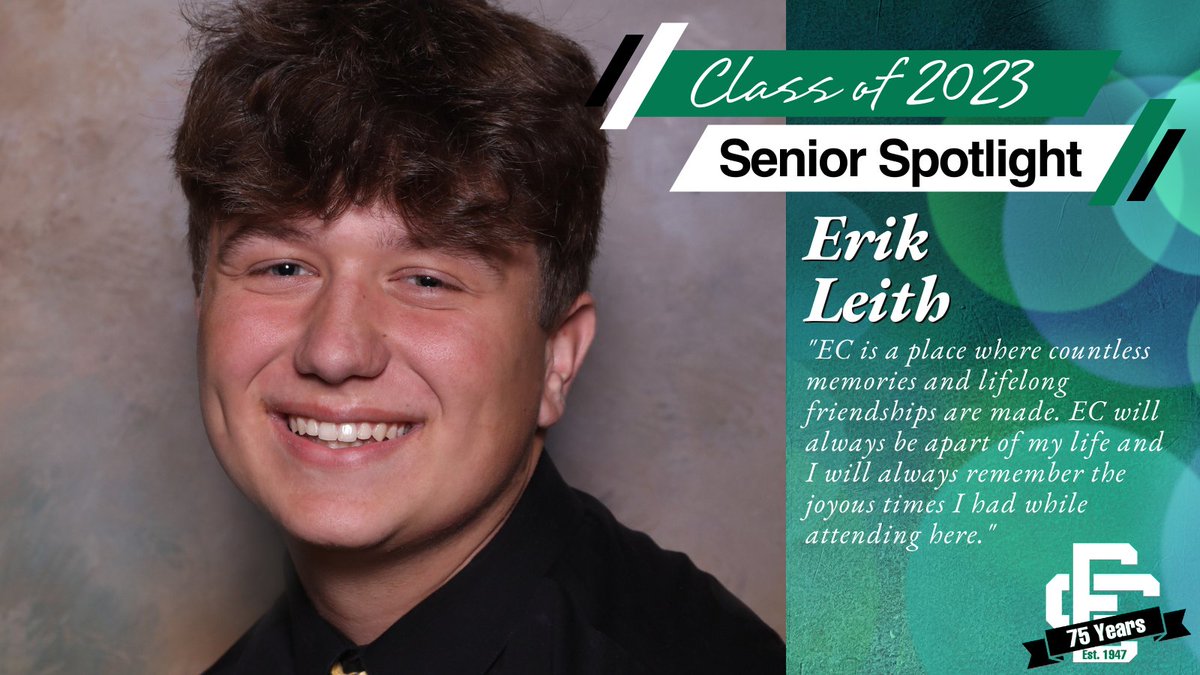 Elyria Catholic's Senior Spotlight series for the Class of 2023 continues with Erik Leith. Read more about Erik as he shares his EC story at elyriacatholic.com/senior-spotlig….  #EC75 #EC2023