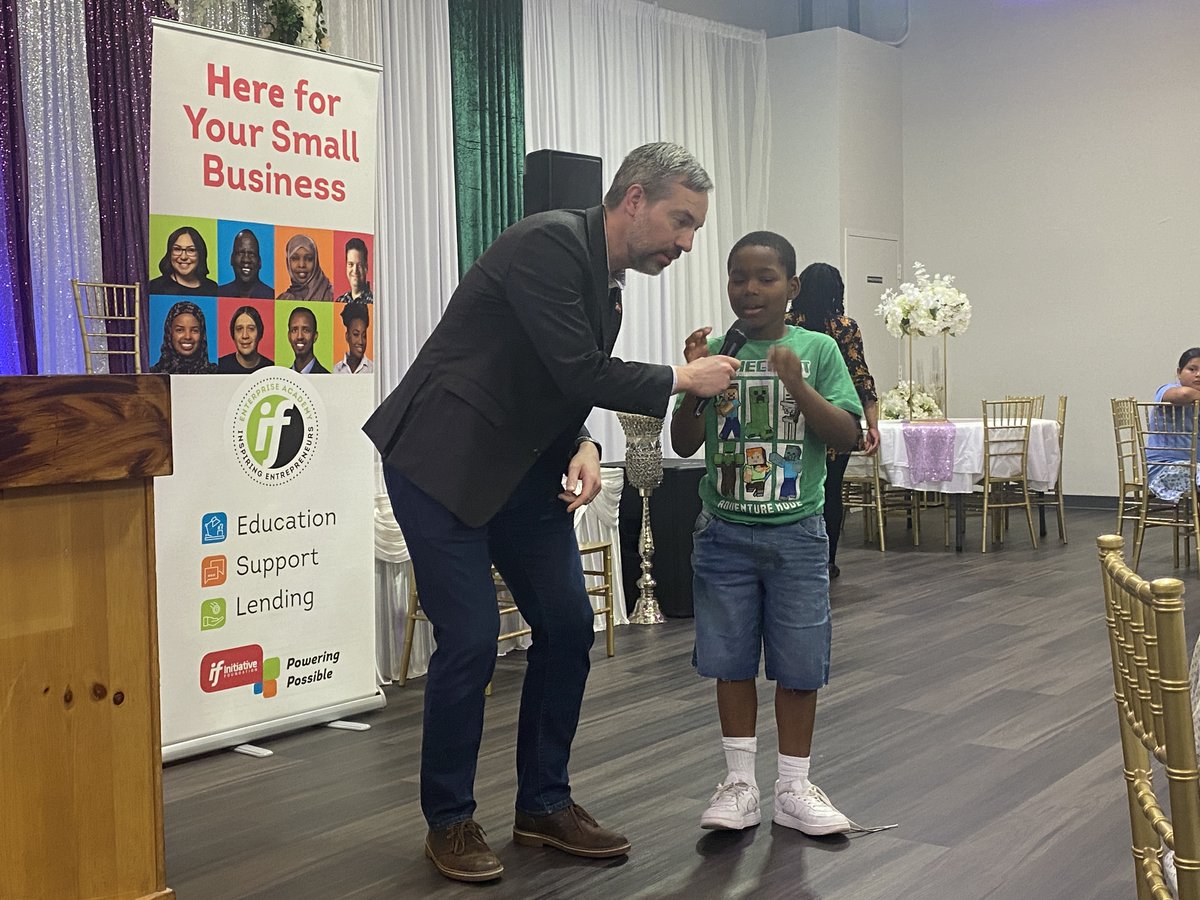 mdvarilek's tweet photo. One of the happiest days of the year is when the inspiring entrepreneurs in our Enterprise Academy program celebrate graduation. The happiest moment of the happiest day was when Terrell Mccurtis Jr. joined me to tell everyone how proud he is of his mom, Socquies. Congrats grads! https://t.co/Kv036TpqWn