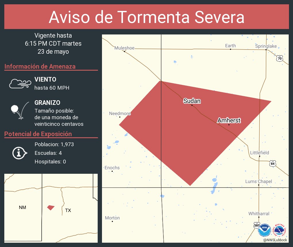 NWS Lubbock on Twitter "Aviso de Tormenta Severa incluye Sudan TX