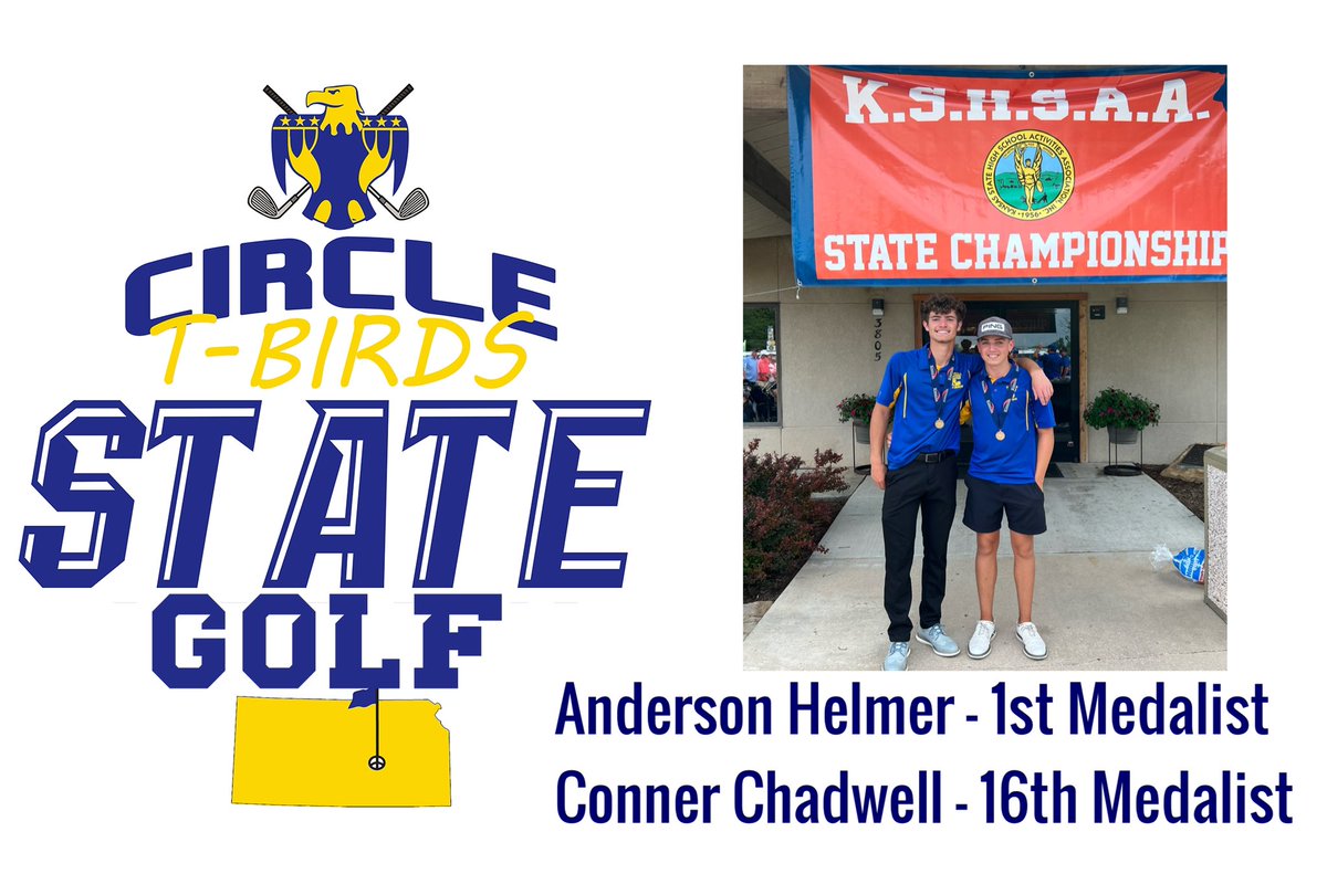 CircleTBirdWBB's tweet photo. Congratulations to the Circle men’s golf team! 4th as a team! Conner Chadwell - 16th and Anderson Helmer - 4A State Champion! @CircleTBird https://t.co/tzvdlzubnt