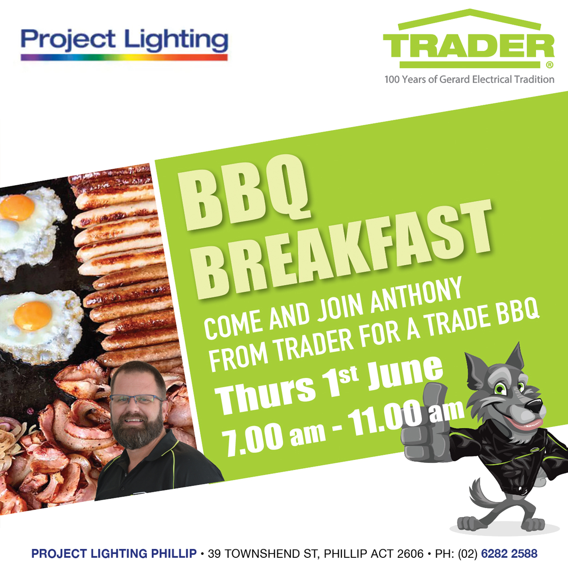 ProjectLightAU's tweet image. Come and join Anthony from Trader for a trade BBQ at our Phillip store
Thursday 1st June 7am-11am