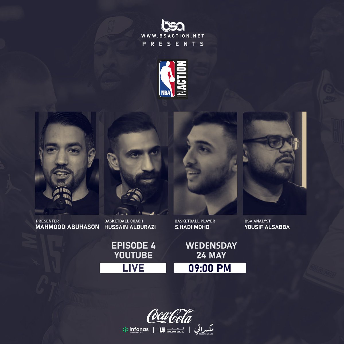 Bs_Action's tweet photo. تأتيكم غداً الأربعاء الساعة التاسعة والنصف ��توقيت مملكة البحرين .. الحلقة الرابعة من برنامج NBA IN ACTION لآخر مستجدات الرابطة الوطنية ونهائي المنطقتين الغربية والشرقية.

إعداد وتقديم:
محمود بوحسون

الضيوف:
كابتن حسين الدرازي
كابتن سيد هادي محمد
أخصائي الإحصاء يوسف السباع https://t.co/cvFOsXhu6t