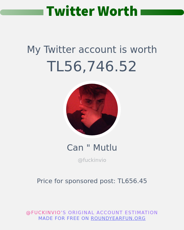 fuckinvio's tweet photo. Twitter değerim: TL56,746.52

➡️ https://t.co/L5jVQ0jK3G https://t.co/WrhmKzxMsH