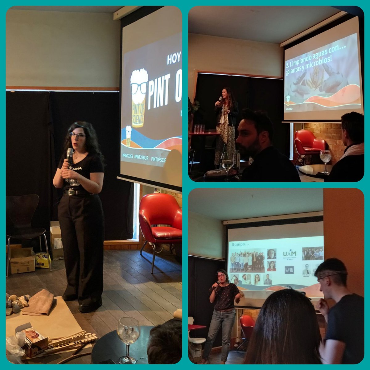Great success today in #PINT23BUR #PINT23ES @pintofscienceES  with @Angela_varnei and, Rocío Barros - Blanca Velasco from @ICCRAM_UBU (@biosysmo @Tribiomeproject @GreenerH2020)