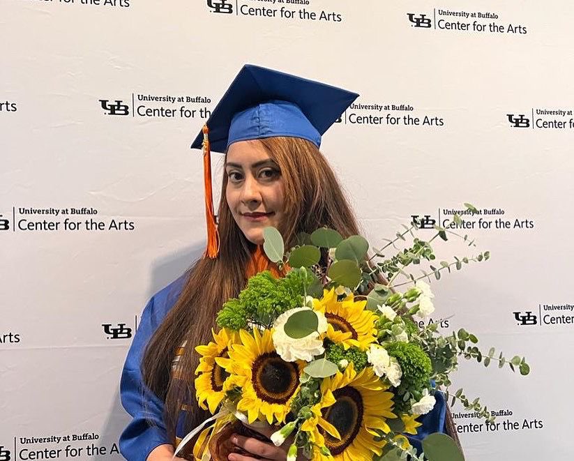 ZiauddinY's tweet photo. Let's celebrate the story of @StoriyaM , sister of Mashal Khan Shaheed, who in the face of adversity has graduated with a degree in BioMedical Engineering from State University Of Buffalo @UBuffalo ! 
Her resilient spirit and dedication to education are an inspiration to all. She dedicated her achievement to Mashal Khan and all Afghan girls fighting for their right to education. #GirlsEducation #LetAfghanGirlsLearn