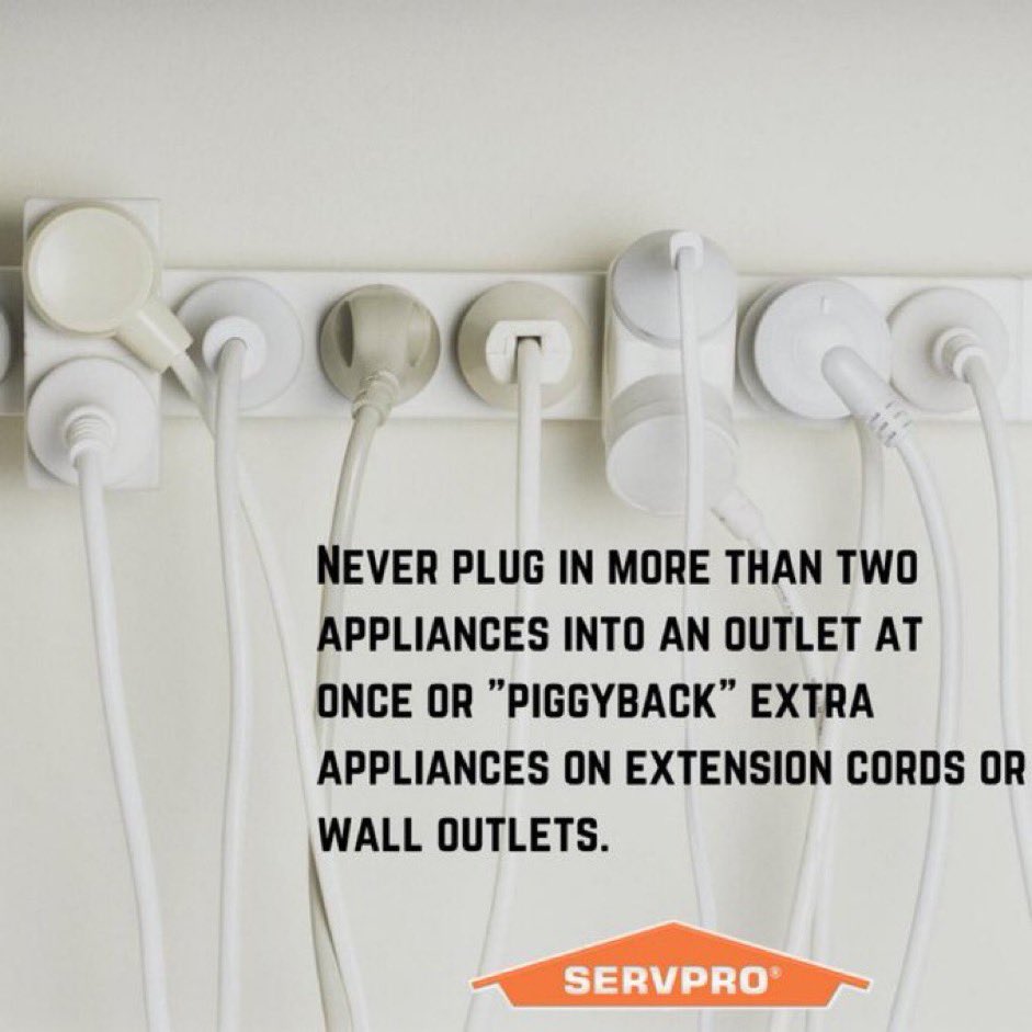 ServproButler's tweet photo. Here is our #TipTuesday for the week! It's important to pay attention to electrical safety in order to reduce fire risks from outlets and plugs! #SERVPRO https://t.co/cMHNrpGCio