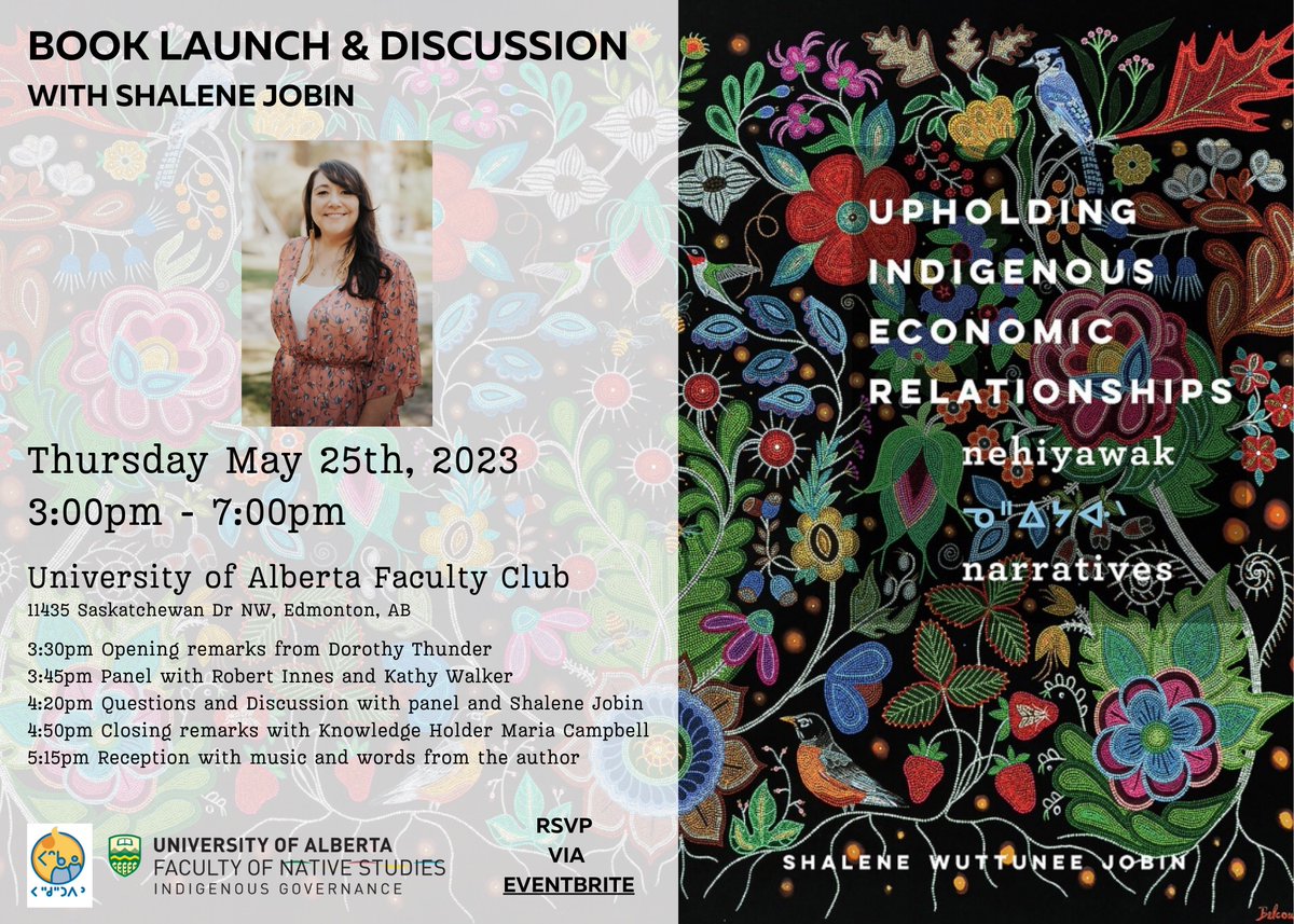 UANativeStudies's tweet photo. Join us this Thursday as we celebrate Dr. Shalene Jobin and the launch of her book, Nehiyawak Narratives! Honoured guests include Elmer Ghostkeeper, Maria Campbell, Rob Innes, and Kathy Walker. 

Tickets are available until tonight: https://t.co/wub02M5hPq https://t.co/Ub9LogKIFI