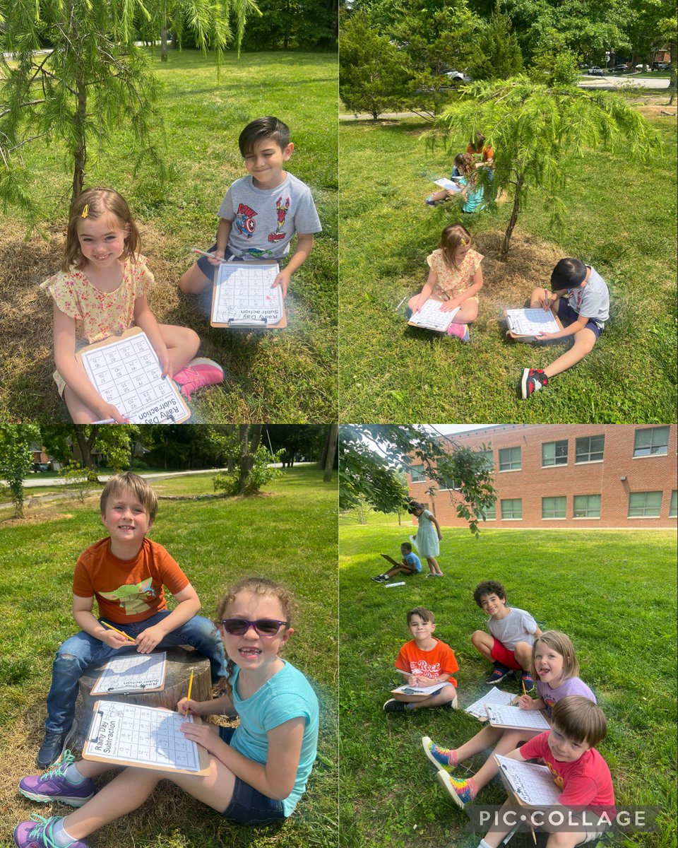 1stwithMissNye's tweet photo. More sun means more math outside ☀️✏️

These firsties are loving getting to soak up the warm weather while practicing double digit addition &amp; subtraction! https://t.co/zdbtpwPc22