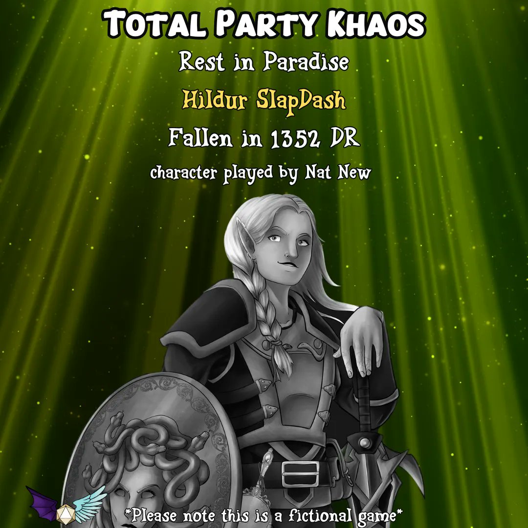 One of our original heroes of Total Party Khaos lost their character in an ethereal dragon fight to protect their friends, pour your dice out for Hildur. ❤️ (Played by Nat New)

Catch up on the final episodes of Total Party Khaos: Phantom Kingdom before the finale!

#tpk