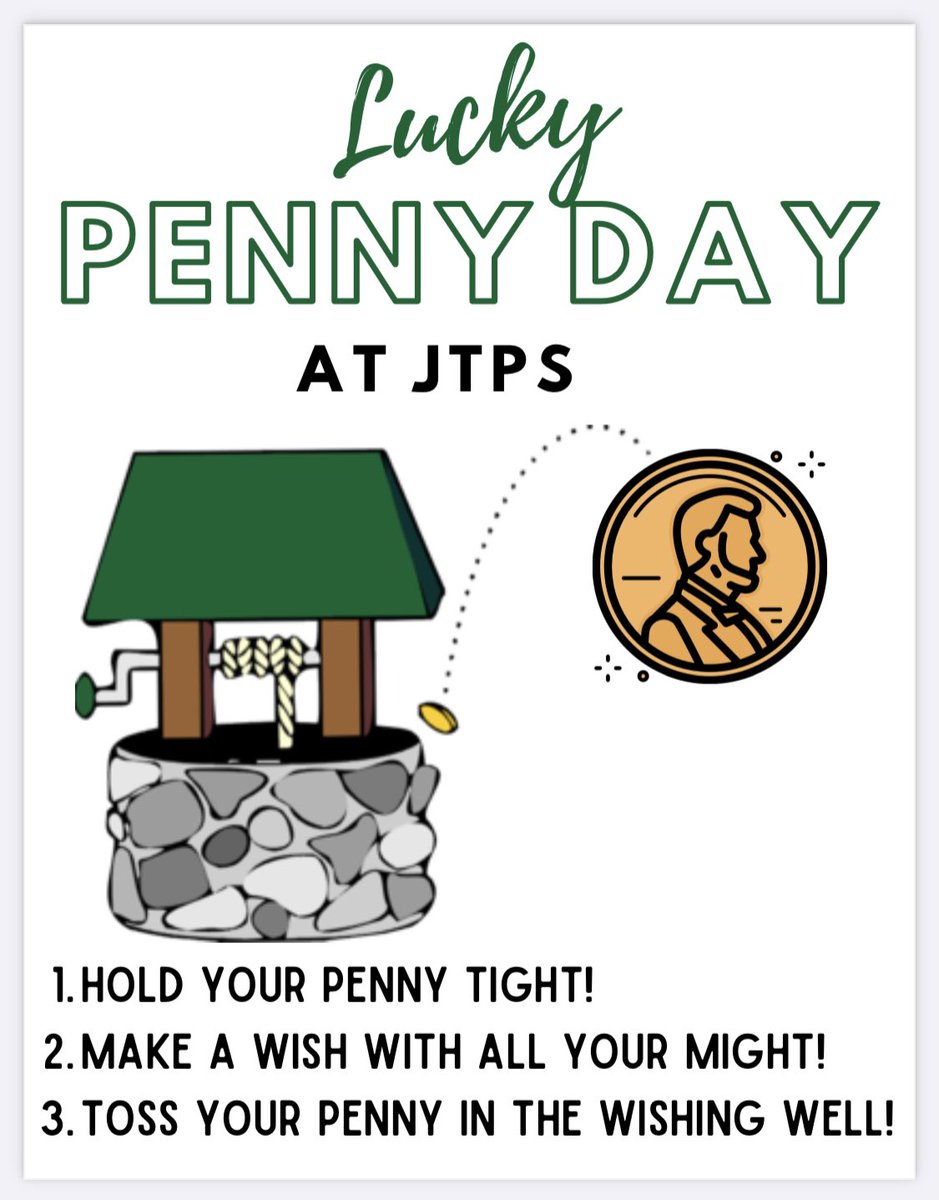 Did you know that today was Lucky Penny Day at JTPS? Each student made their own special wish and tossed their penny into the Wishing Well! ✨ #secondgrade