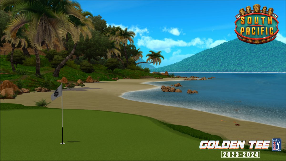 GoldenTee's tweet photo. #GoldenTee @PGATOUR &amp; LIVE 2023-2024 are almost here!

Five BRAND NEW fantasy golf courses are coming to GT, and here is your first look at the dangerously stunning South Pacific! 🌋 https://t.co/vfCN6LH2cP