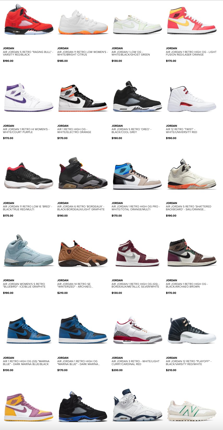 Jordan types and names sale