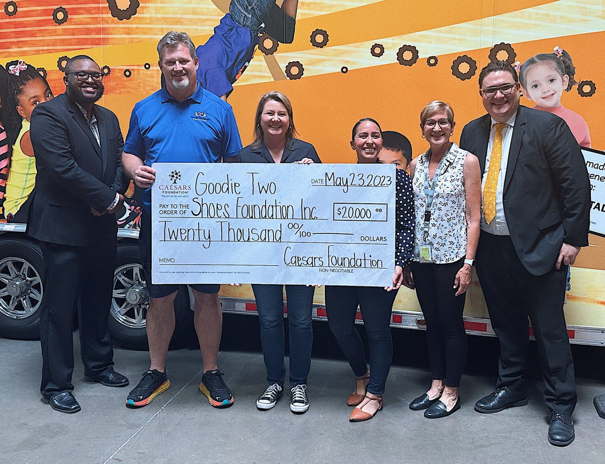 Goodie Two Shoes (@gtsflv) on Twitter photo This WILL do wonders! We are incredibly grateful
to <a href="/CaesarsEnt/">Caesars Entertainment</a> Foundation for awarding
GTSF an amazing $20,000 grant to support our mission and programming! Outstanding community
partnerships like this, raise us all up!
#TheWilltodoWonders #StepUpWithGTSF This WILL do wonders! We are incredibly grateful
to <a href="/CaesarsEnt/">Caesars Entertainment</a> Foundation for awarding
GTSF an amazing $20,000 grant to support our mission and programming! Outstanding community
partnerships like this, raise us all up!
#TheWilltodoWonders #StepUpWithGTSF