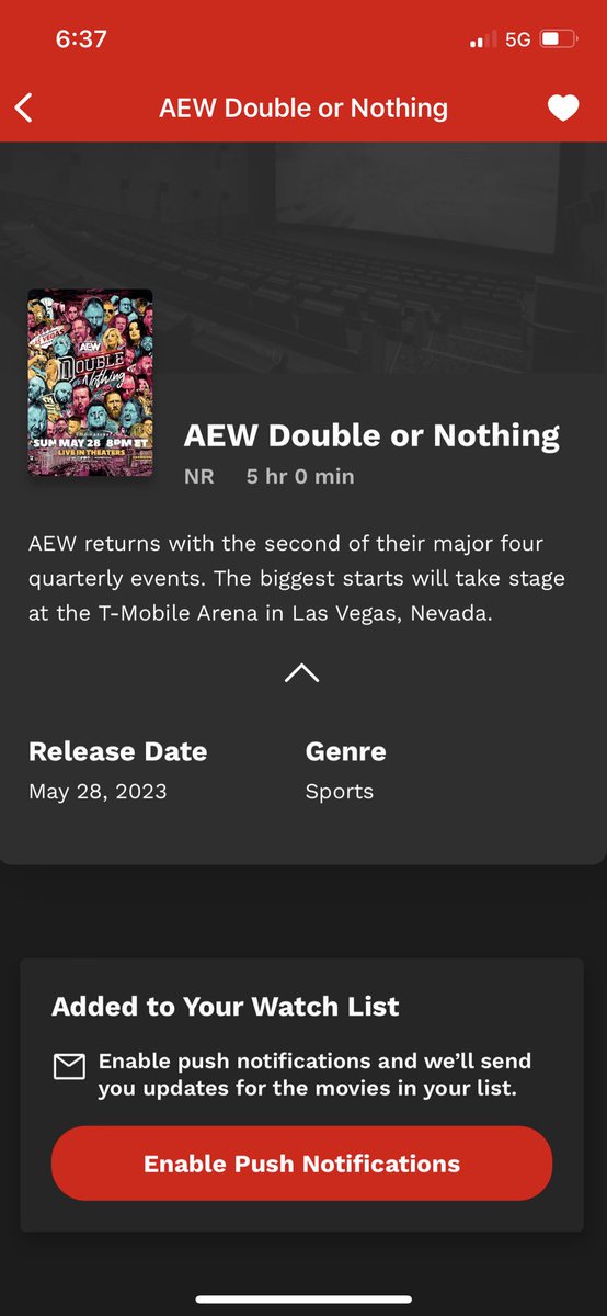 Hey <a href="/TonyKhan/">Tony Khan</a> is <a href="/AEW/">All Elite Wrestling</a> not showing #AEWDoN at <a href="/Cinemark/">Cinemark Theatres</a>  like with past PPVs? I see the event but I don’t see the ability to get tickets.