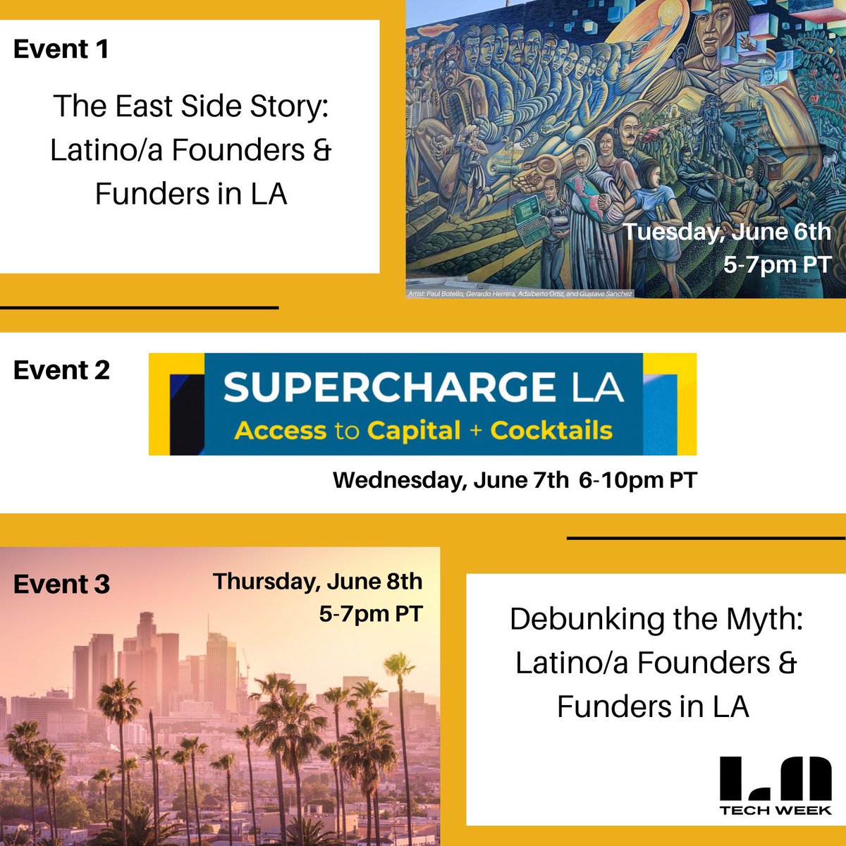 We're thrilled to be co-hosting 3 events during LA Tech Week! 🚀

Check out our LinkedIn post for more info + links to register: linkedin.com/feed/update/ur…
 
#LATechWeek #events #founders #funders #investors #vc #diversity
