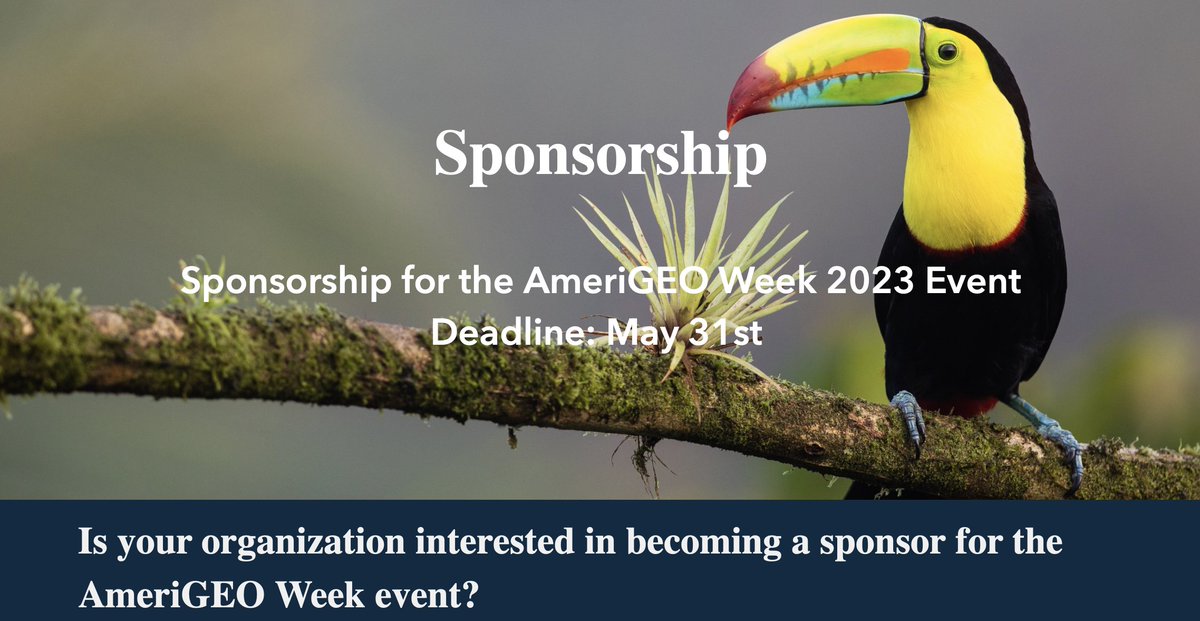 📣📢Call to all organizations interested in becoming a sponsor of #AmeriGEOWeek2023, the leading event that brings together the EO community to collaborate on promoting data driven solutions for a sustainable Planet. Visit our website for more information: 2023amerigeoweek.amerigeo.org/pages/sponsors…