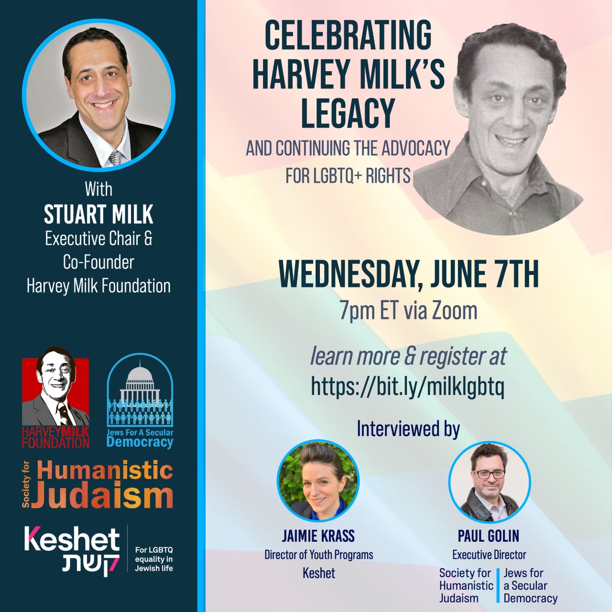 Society for Humanistic Judaism (Now On BlueSky) (@humanisticjews) on Twitter photo Please register for our upcoming webinar celebrating the life of Harvey Milk, named our Humanistic Jewish Role Model 2022-23: bit.ly/milklgbtq
Thrilled to partner with our friends at <a href="/HMilkFoundation/">HarveyMilkFoundation</a> & <a href="/KeshetGLBTJews/">Keshet</a> along with our social justice initiative <a href="/JFASD_ORG/">Jews for a Secular Democracy (Now On BlueSky)</a>! Please register for our upcoming webinar celebrating the life of Harvey Milk, named our Humanistic Jewish Role Model 2022-23: bit.ly/milklgbtq
Thrilled to partner with our friends at <a href="/HMilkFoundation/">HarveyMilkFoundation</a> & <a href="/KeshetGLBTJews/">Keshet</a> along with our social justice initiative <a href="/JFASD_ORG/">Jews for a Secular Democracy (Now On BlueSky)</a>!