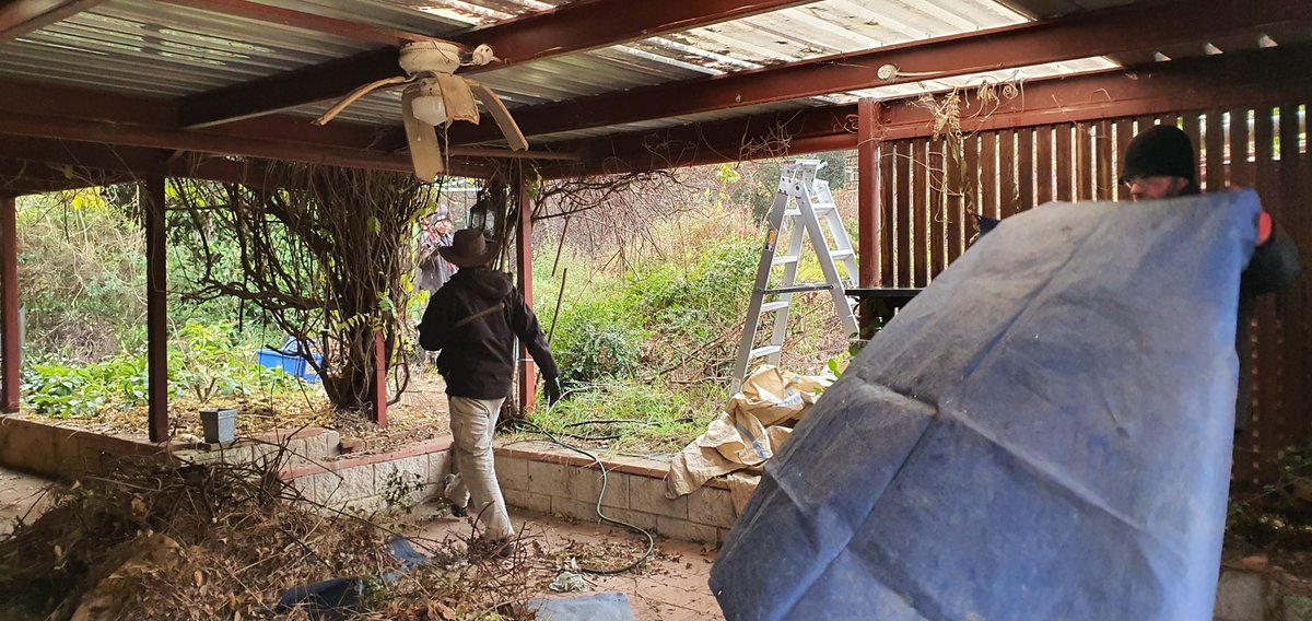 connections_act's tweet photo. A participant's plan in operation. Thanks to the excellent team from #TheSustainableGardener, on a very, very cold #Canberra morning, an #NDIS participant supported by Community Connections receives assistance with the heavy lifting gardening work a quadriplegic could never do. https://t.co/JotzFUhyPD