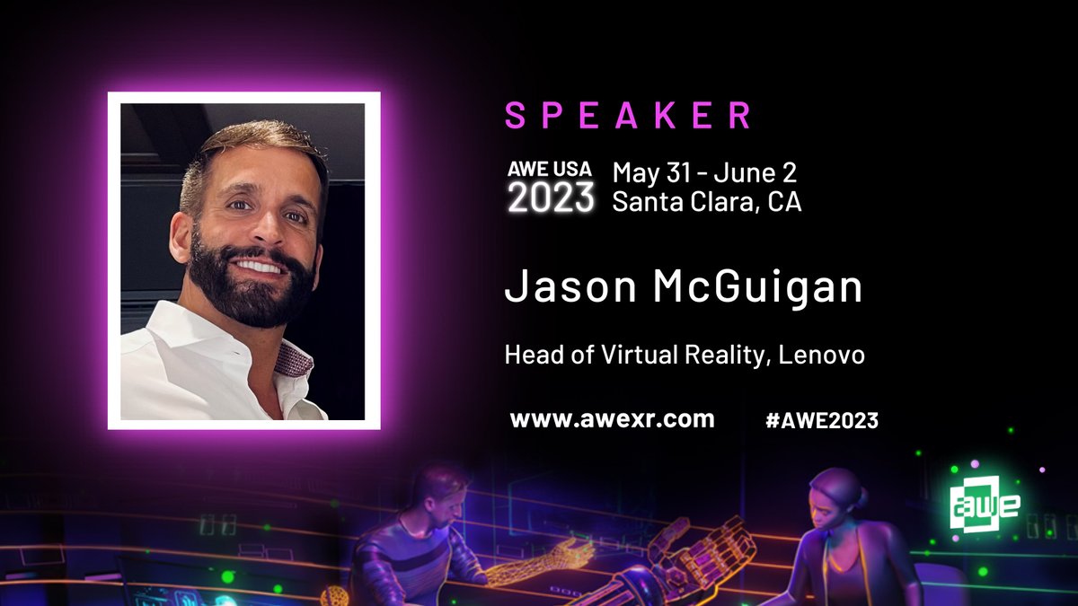 jasonmcguiganVR's tweet photo. AWE 2023 is one week away! 

If you'll be at the event, come see my talk about how we're approaching some of the latest developments in XR and the wave of AI tools that will help the industry advance faster than we could have imagined. https://t.co/rces5sO8wW