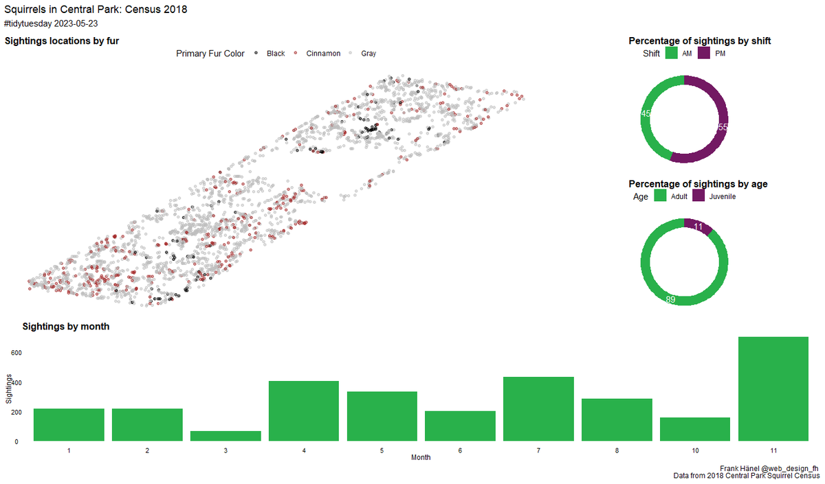 #TidyTuesday | Week 21 | Squirrels
code: github.com/haenelfr/tidyt…

#rstats #ggplot #dataviz #CentralPark #squirrel #r4ds #tidyverse