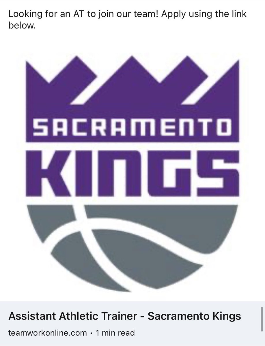 vanessadptatc's tweet photo. https://t.co/72IRSRojQe
#JobAlert #nba #athletictraining #sacramentokings https://t.co/ZxMgDrj42r