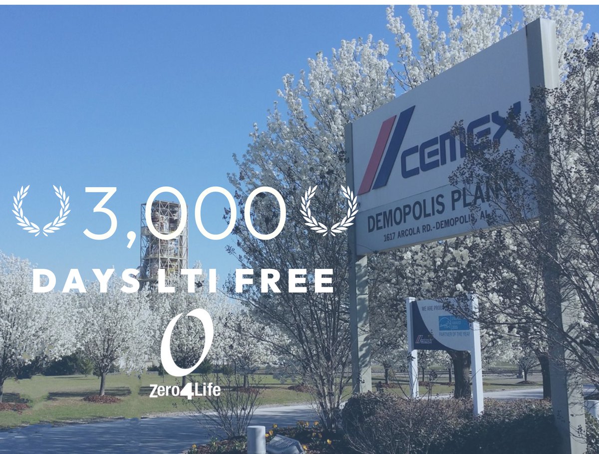 Milestone: 3000 Days Without Lost Time Injuries! @CEMEX_USA <a href="/EdgarCAngeles/">Edgar Angeles</a> #zero4life