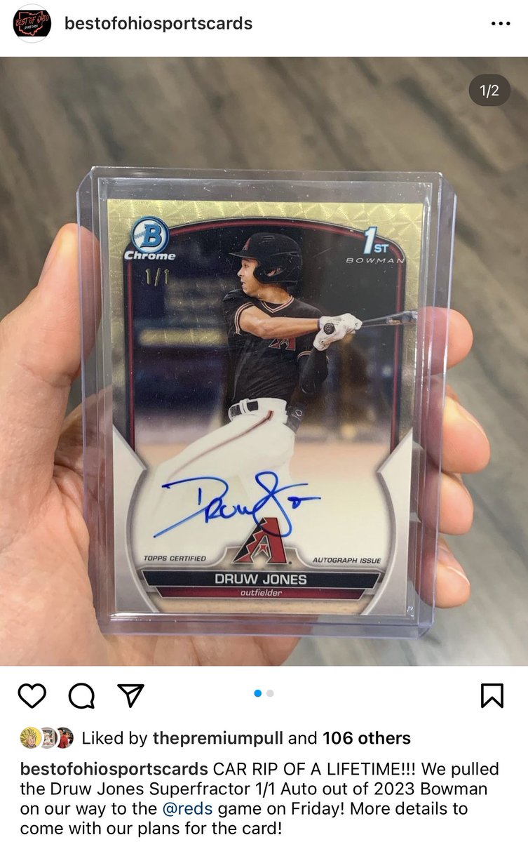 bestofohiocards's tweet photo. We pulled the SUPER! Druw Jones Superfractor! https://t.co/hM4qLHbhkz