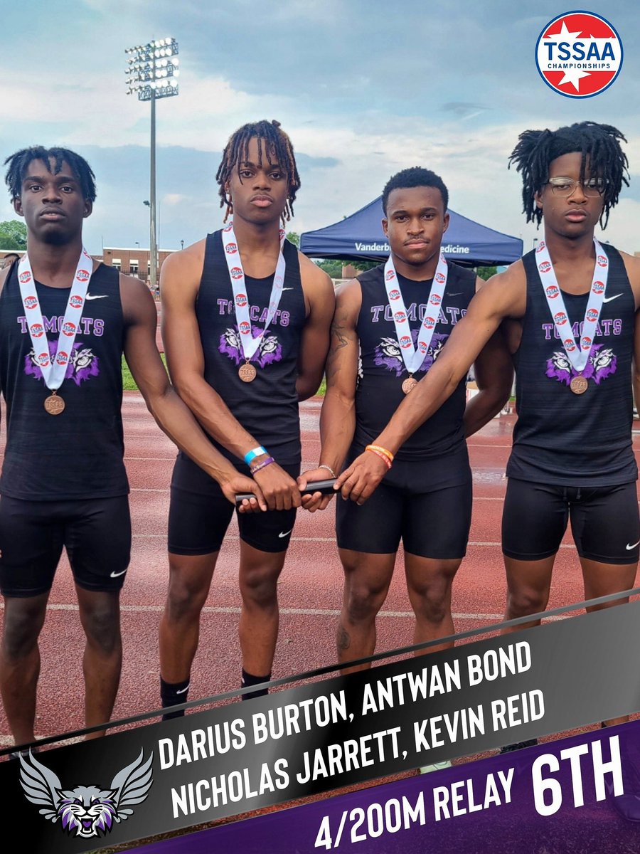 TSSAA  AA Track Results:

Darius Burton, Antwan Bond, Nicholas Jarrett, &amp; Kevin Reid 
4/200m Relay,  6th Place

#haywoodtomcats