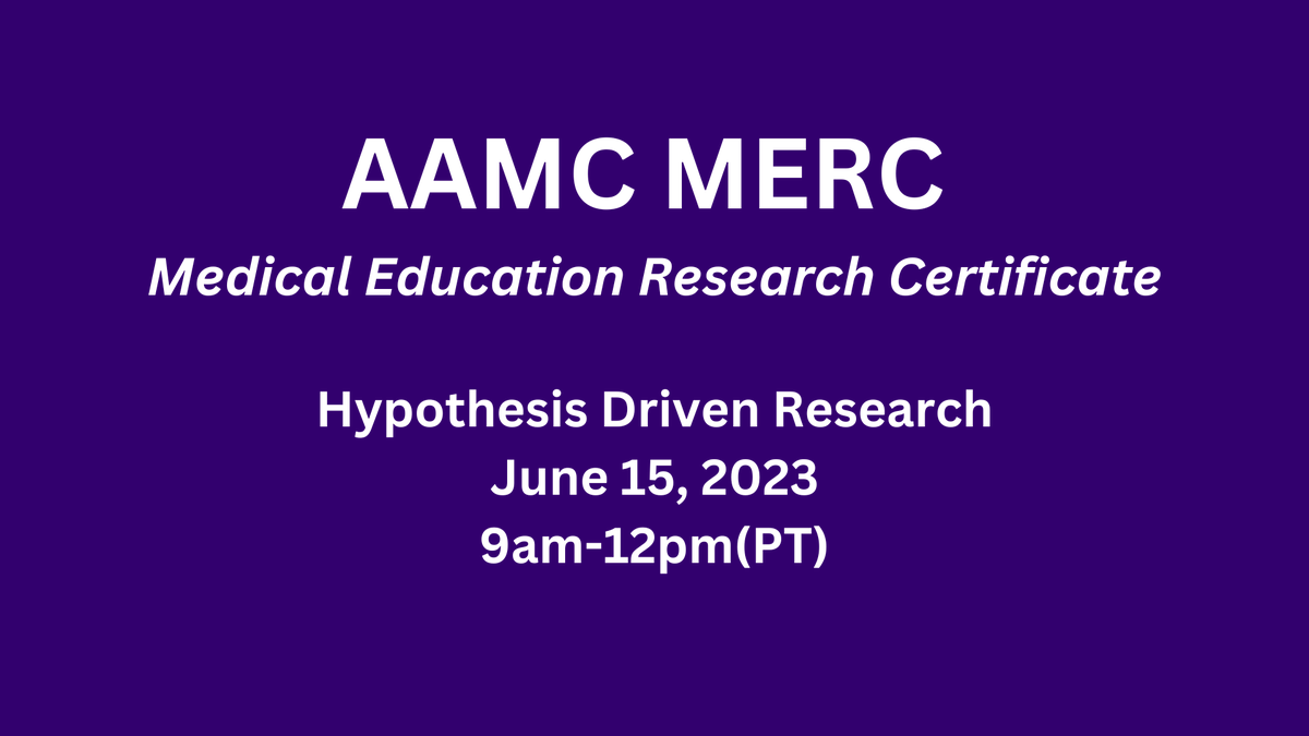 Are you a UW Affiliated Educator? 

We have 3 spots open for the <a href="/AAMCtoday/">AAMC</a> Medical Education Research Certificate (MERC) Hypothesis Driven Research Session June 15th via Zoom! 

Register: bit.ly/3Mhg2CU