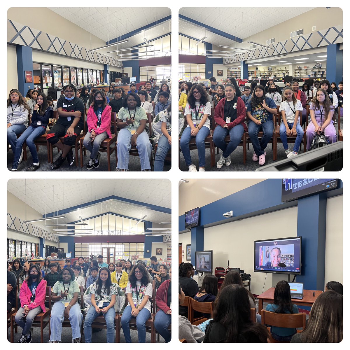MrsWWT's tweet photo. We had an amazing time today @HopperMS @CyFairLibraries  had a virtual author visit! @jvlajasminne thanks so much for sharing your story with our Huskies! @CyFairISD @CyFairEdTech https://t.co/lwgytkjmsh