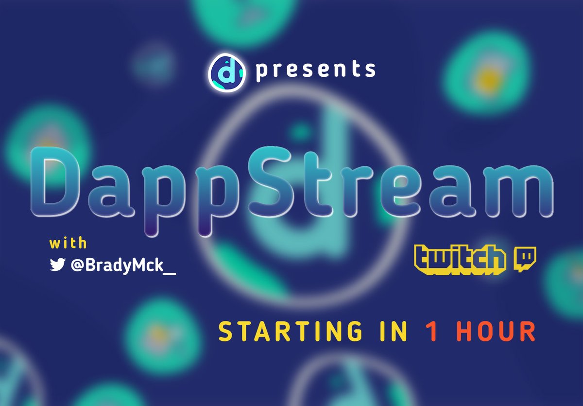district0x's tweet photo. Our weekly episode of the DappStream is starting in 1h! Join BradyMck for the latest #crypto news and updates from the district0x network! 📺🚨
https://t.co/JWKwdOujwA

#district0x #DappStream #dnt https://t.co/M6DNl3CHzJ
