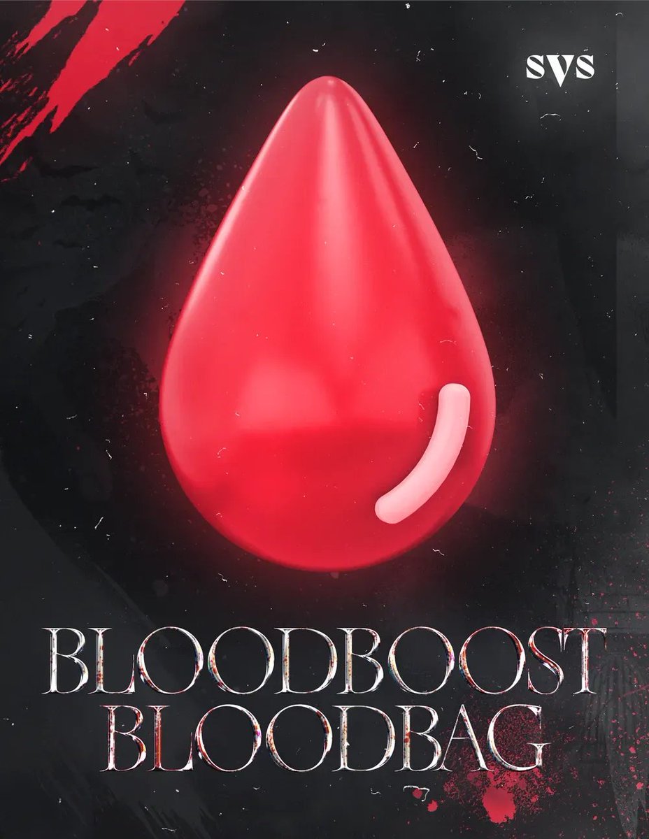 The Bloodboost Bloodbag🩸:

- Can only be claimed during that Bloodbag Period

 - If not claimed during the bi-weekly period, it is lost forever. 

- Includes an additional $BLOOD Bonus for dedicated and active SVS Holders who have an entire SVS Family

Show us your family🧛‍♂️🧛‍♀️🦇
